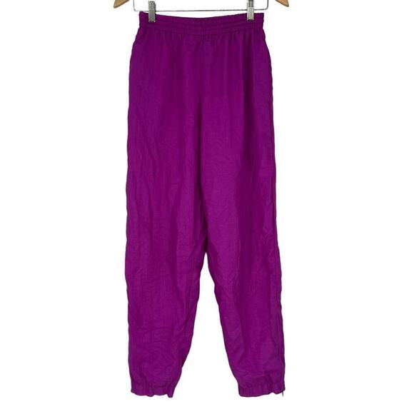Vintage 80’s 90’s Santolina Bay Running Pants Fuchsia Nylon Medium - Picture 4 of 9